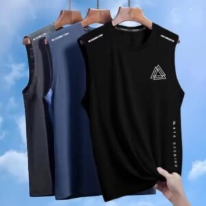 سترة رجالية من الحرير الجليدي سريعة الجفاف رياضية للجرى